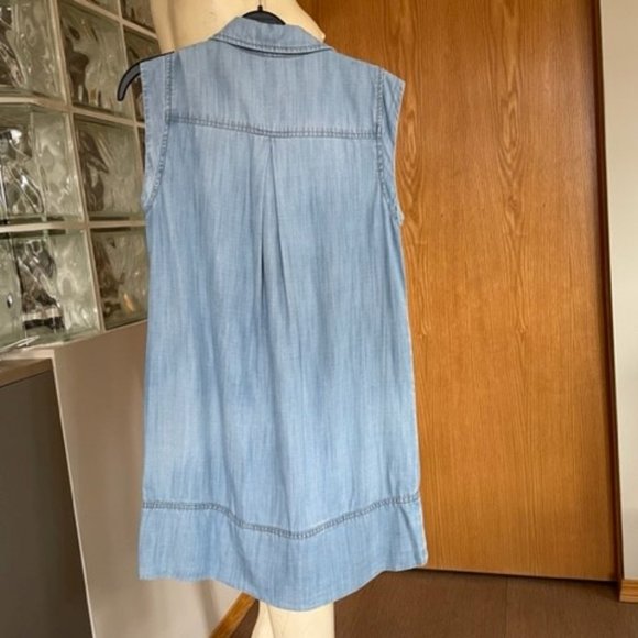 Soft Blue Denim CLOTH & STONE Sleeveless Loose-Fitting Shirt-Dress XS - Picture 3 of 9
